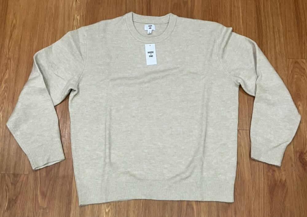 Mode of One Men's Relaxed-Fit Cozy Sweater Dark Ecru Size L